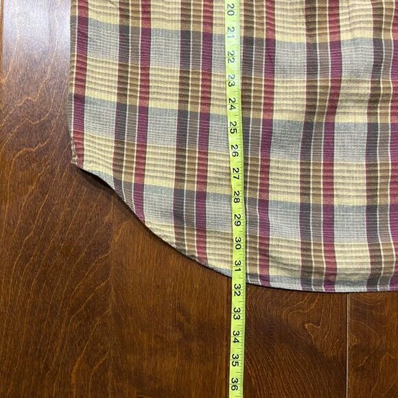 Polo Ralph Lauren Blake Vintage 90s Plaid Tan Maroon Button Front Shirt Large - Picture 8 of 8